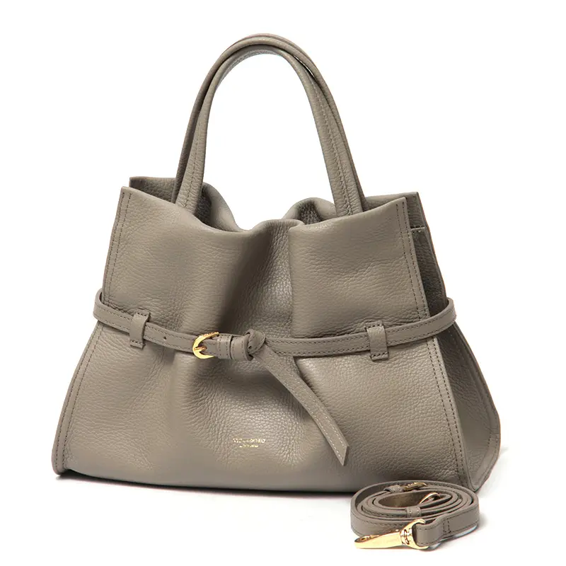 VIOLAd'ORO ヴィオラドーロ TRERO  シュリンクレザー 2WAY トートバッグ ライトトープ