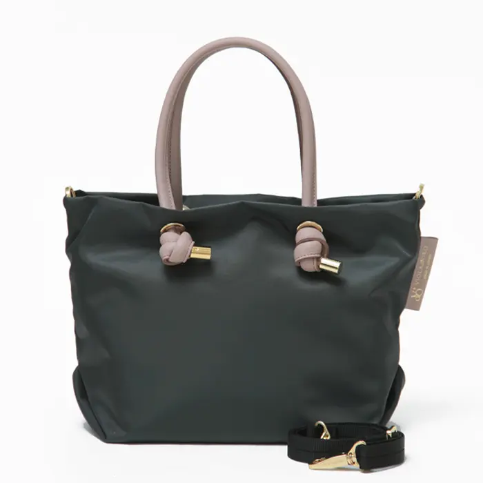 VIOLAd'ORO ヴィオラドーロ BIANCA ノットハンドル ナイロン 2way トートバッグ(S)