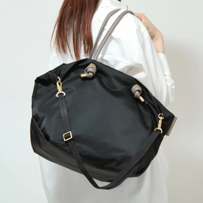 VIOLAd'ORO ヴィオラドーロ BIANCA  ノットハンドル ナイロン 2wayトート (ML) V-2204