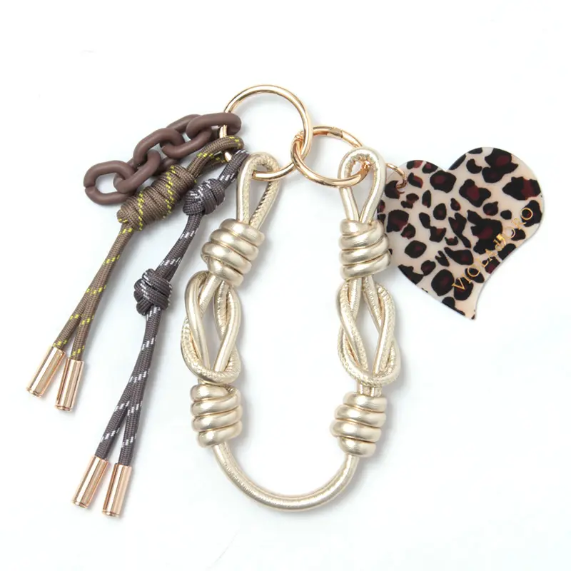 VIOLAd'ORO ヴィオラドーロ BIANCA パラコード バッグチャーム (チェーン) V-5078 ブリンドル/シャンパン