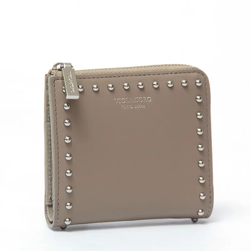 VIOLAd'ORO ヴィオラドーロ PORTA スタッズ ミニウォレット トープ