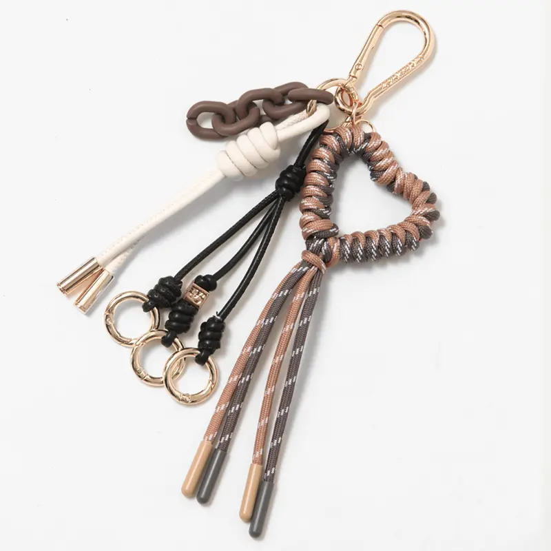 VIOLAd'ORO ヴィオラドーロ BIANCA パラコードハート バッグチャーム ブラウン/ブラック