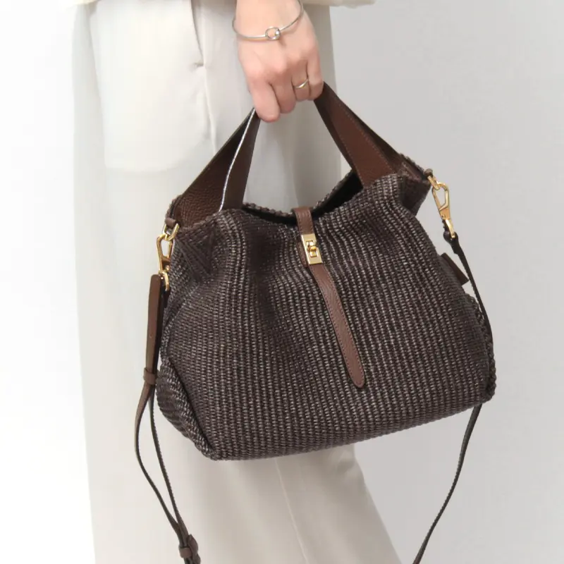 VIOLAd'ORO ヴィオラドーロ SANDRO イタリアンラフィア 2way かごバッグ V-8744