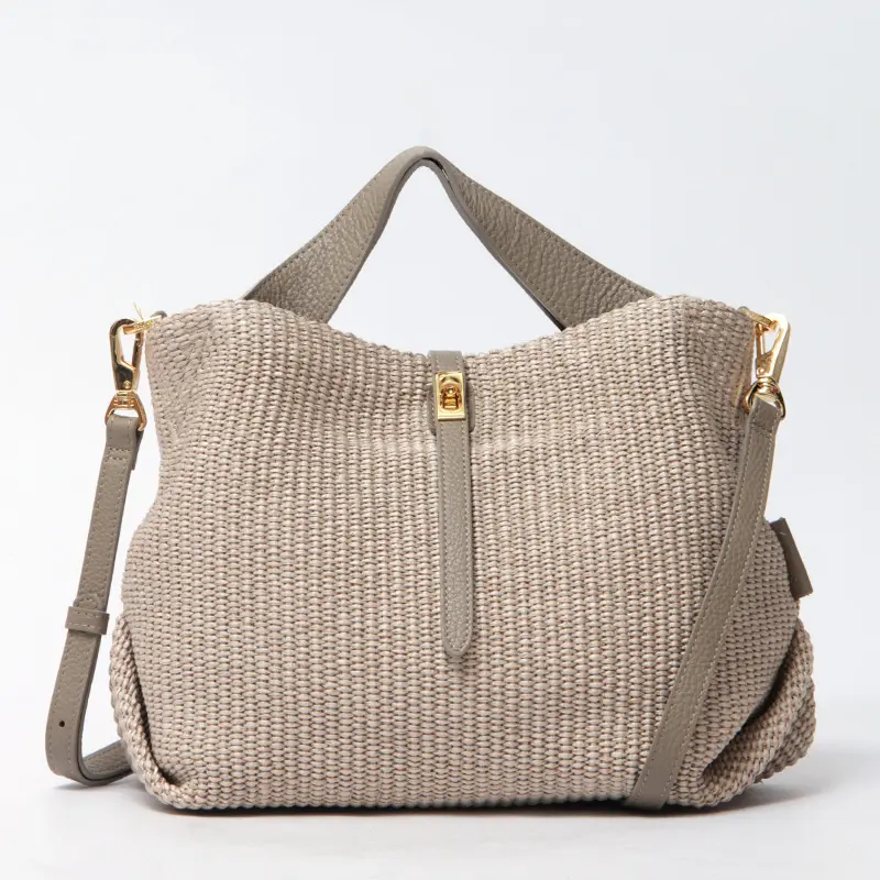 VIOLAd'ORO ヴィオラドーロ SANDRO イタリアンラフィア 2way かごバッグ V-8744 サンドベージュ