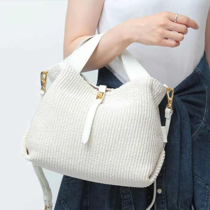 VIOLAd'ORO ヴィオラドーロ SANDRO イタリアンラフィア 2way かごバッグ V-8744 ≪4月初≫オフホワイト/ホワイト