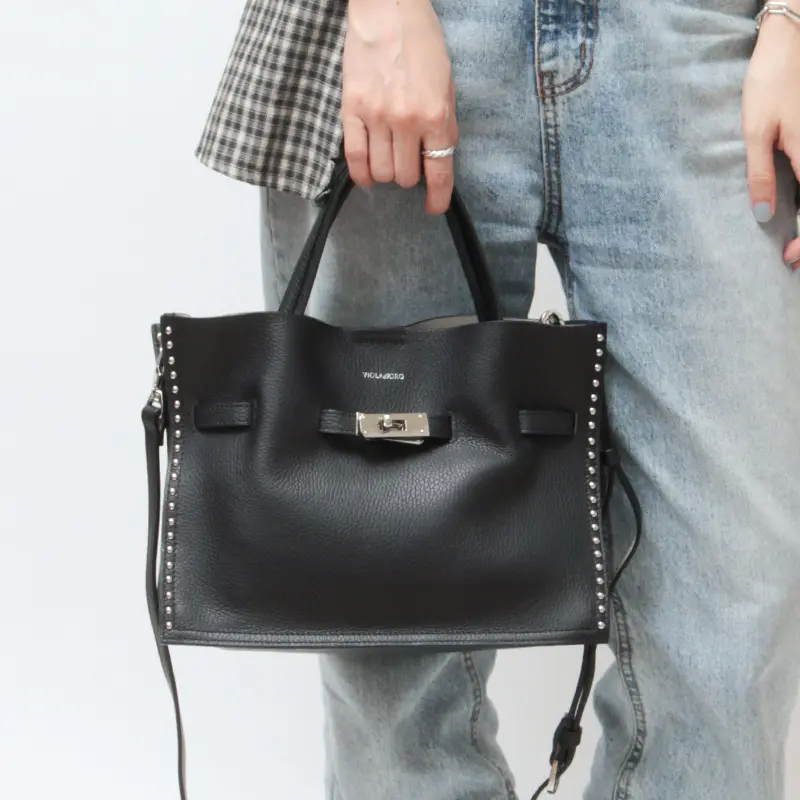 VIOLAd'ORO ヴィオラドーロ MIRO スタッズ付き 2way トートバッグ (M)