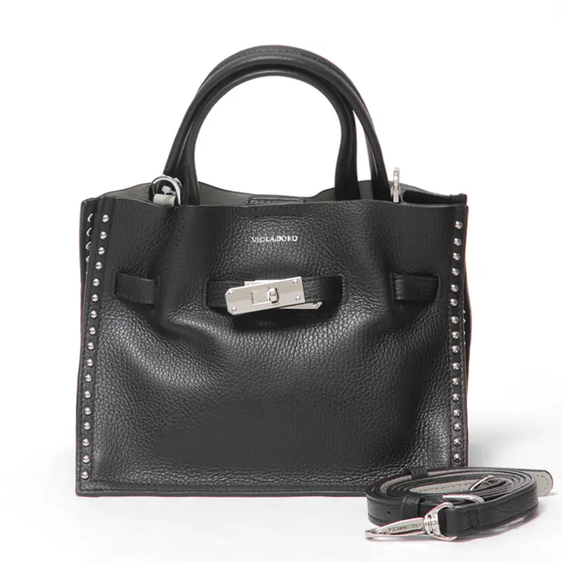 VIOLAd'ORO ヴィオラドーロ MIRO スタッズ 2way トート (S) V-8995 ブラック