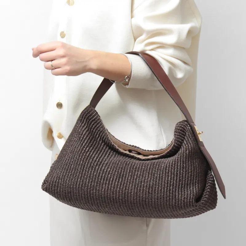 VIOLAd'ORO ヴィオラドーロ SANDRO ラフィア調 ひねり金具 ワンショルダー かごバッグ