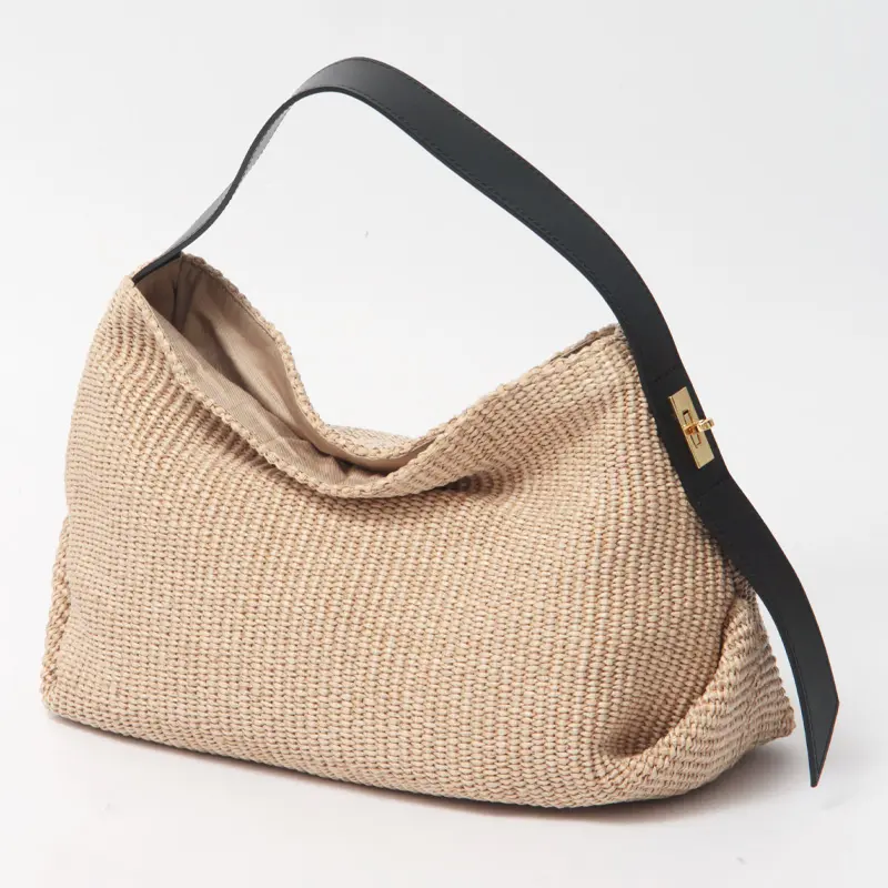 VIOLAd'ORO ヴィオラドーロ SANDRO ラフィア調 ひねり金具 ワンショルダー かごバッグ V-9020 ナチュラル