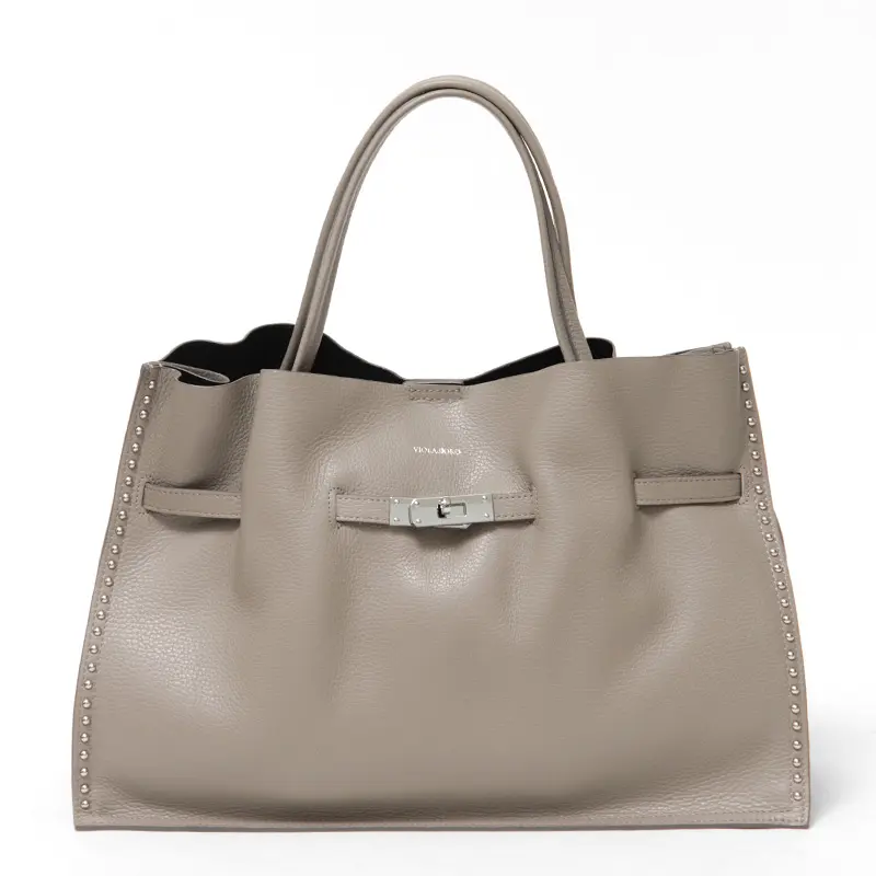 VIOLAd'ORO ヴィオラドーロ MIRO スタッズ 2way トート (L) ライトトープ