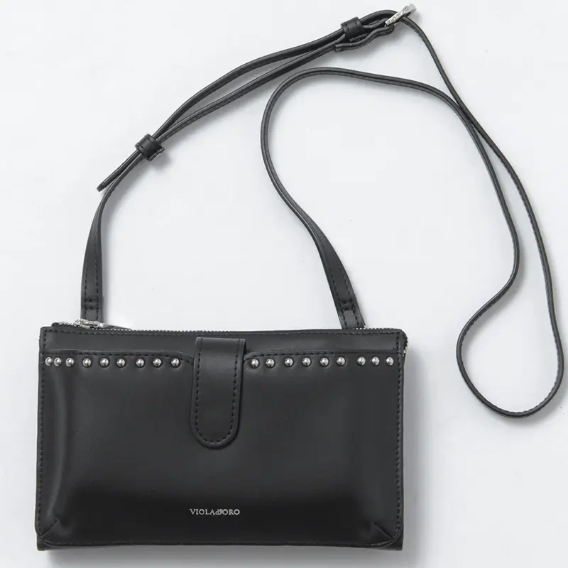 VIOLAd'ORO ヴィオラドーロ MIRO 横型 スタッズ付き スマホポシェット