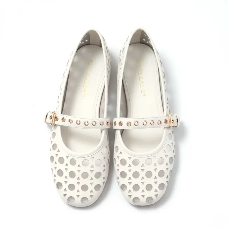 ELVIO ZANON エルビオザノン カットワークレザー メリージェーン