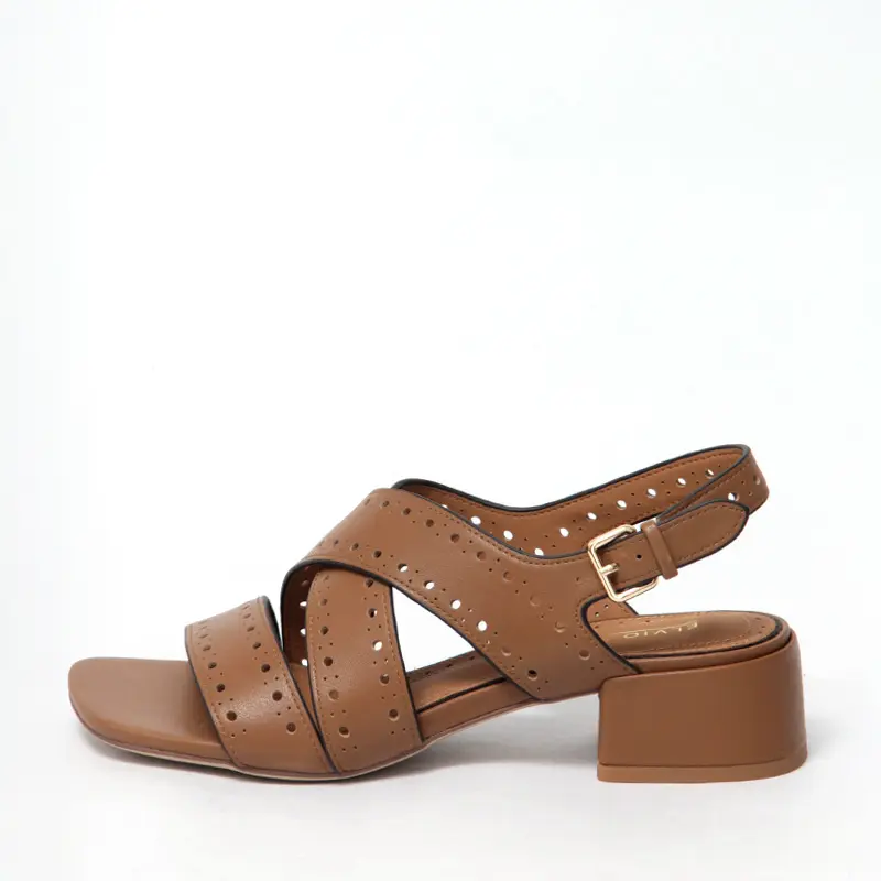 ELVIO ZANON エルビオザノン バックストラップ ヒールサンダル CUOIO