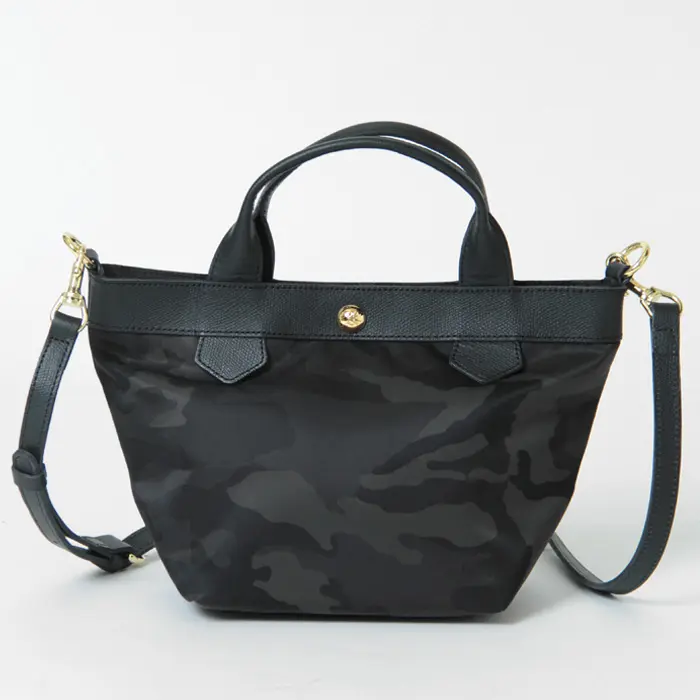 Regalo レガロ ディマンシェ カモフラージュ柄 ナイロン 2way ミニトート (XS) ブラック/ブラック