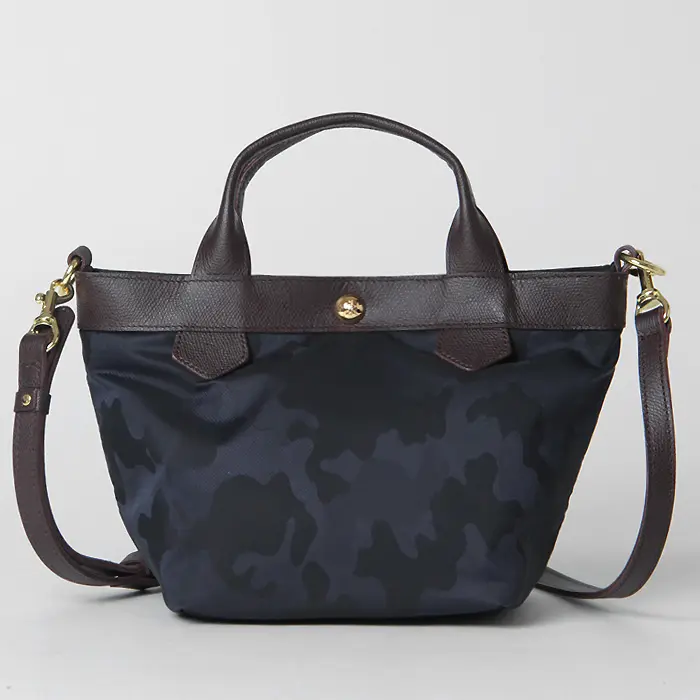 Regalo レガロ ディマンシェ カモフラージュ柄 ナイロン 2way ミニトート (XS) ネイビー/Gブラウン