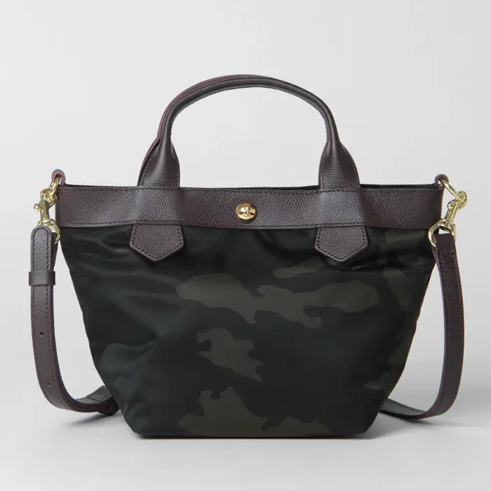 Regalo レガロ ディマンシェ カモフラージュ柄 ナイロン 2way ミニトート (XS) オリーブ/Gブラウン