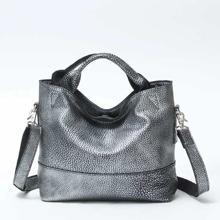 LILY リリー WILE レザー 2way トートバッグ（M） シルバー