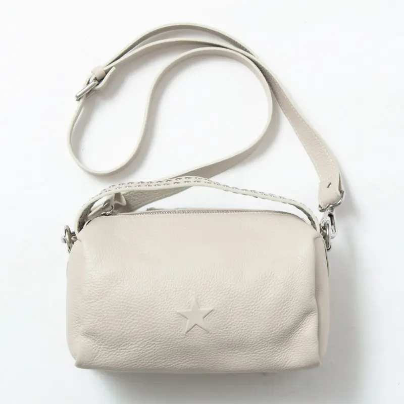 星 型押し レザー 2way ハンドバッグ