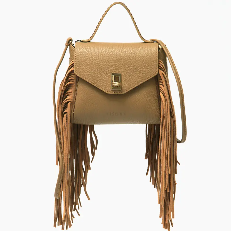 VISONA ヴィソナ MINI BAG フリンジ 2way ミニバッグ CAMEL