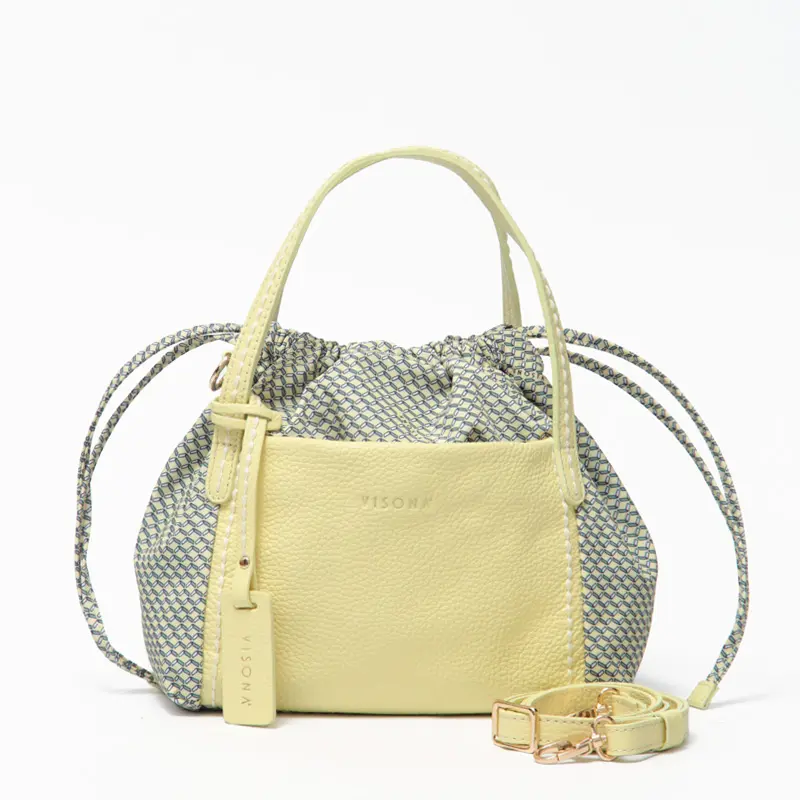 VISONA ヴィソナ モノグラムプリント 2way 巾着 トートバッグ L.YELLOW