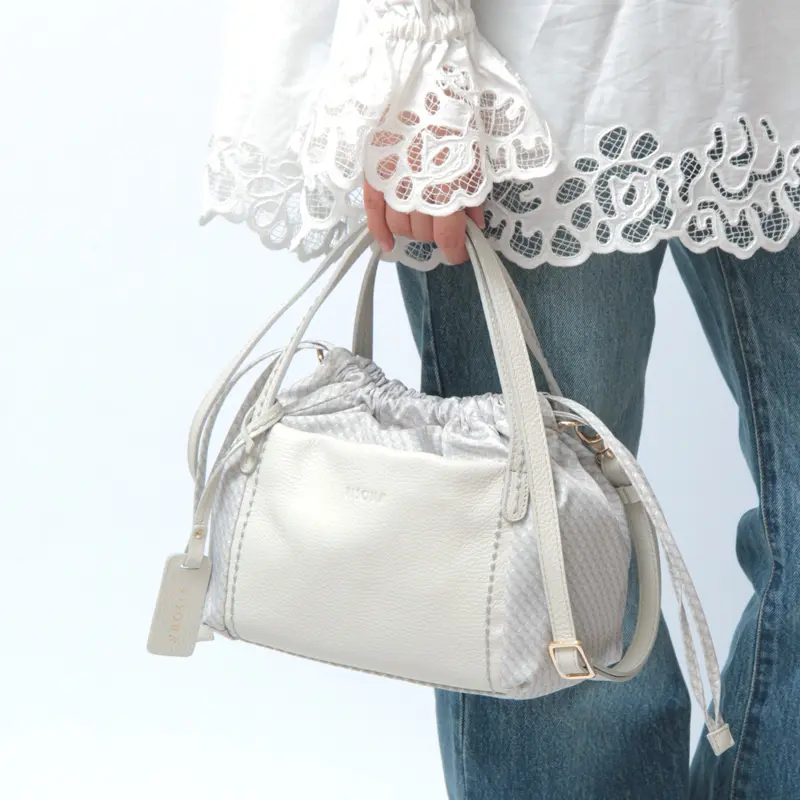 VISONA ヴィソナ モノグラムプリント 2way 巾着 トートバッグ OFF WHITE