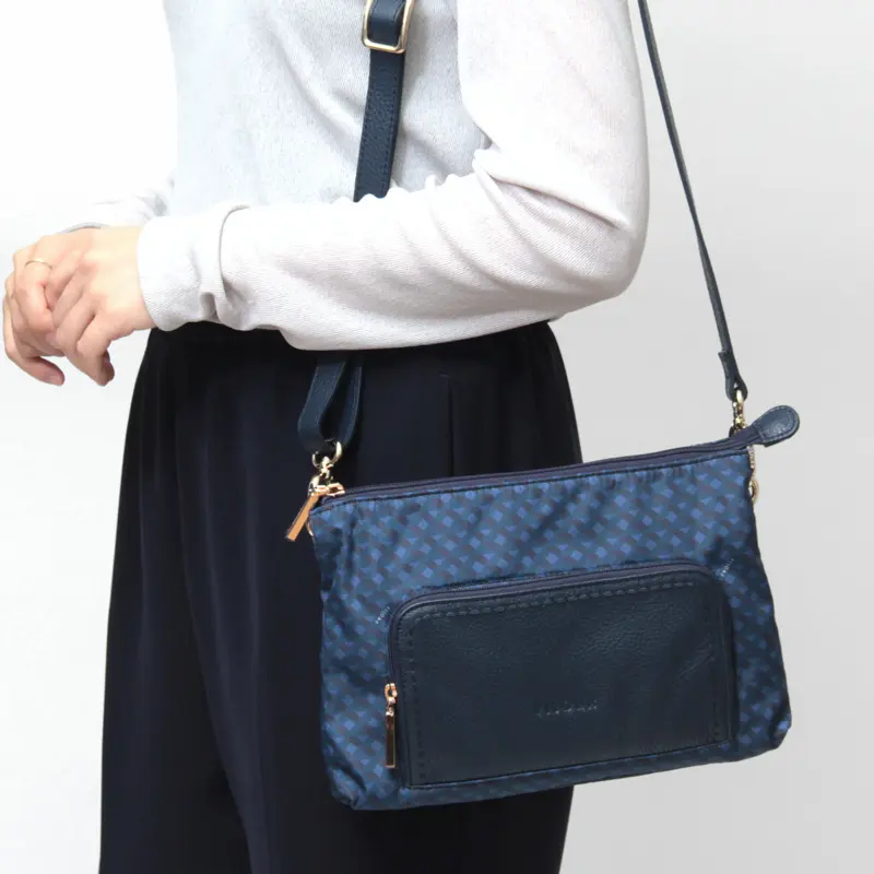 VISONA ヴィソナ モノグラムプリント ミニショルダーバッグ BLUE