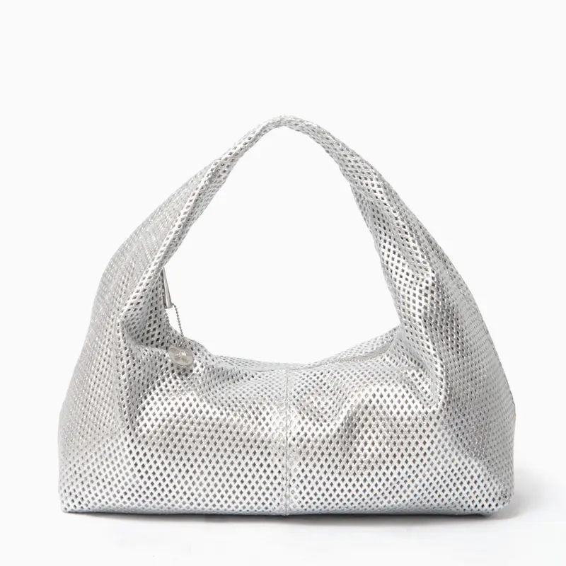 LAURA DI MAGGIO ローラディマッジオ メタリックレザー メッシュ ハンドバッグ (M)