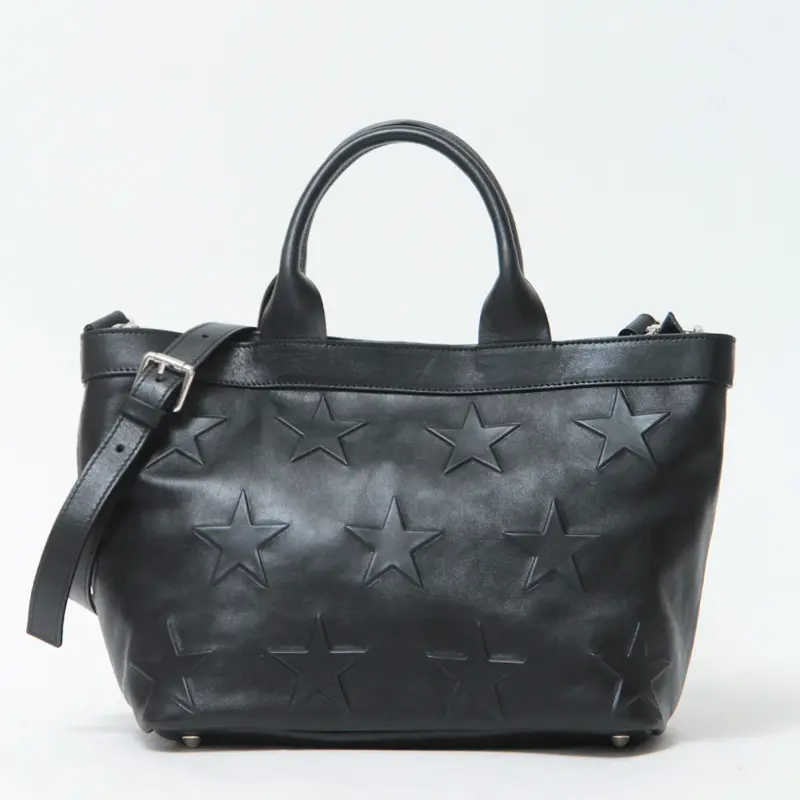 Io Pelle イオペレ 星 型押し レザー 2way トートバッグ BLACK