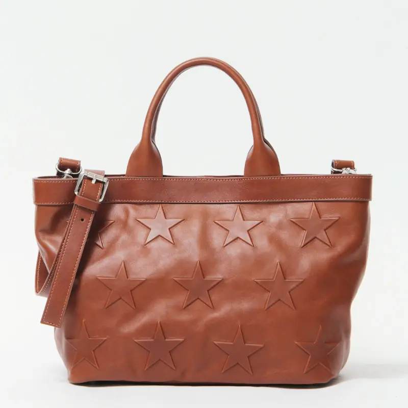 Io Pelle イオペレ 星 型押し レザー 2way トートバッグ BROWN