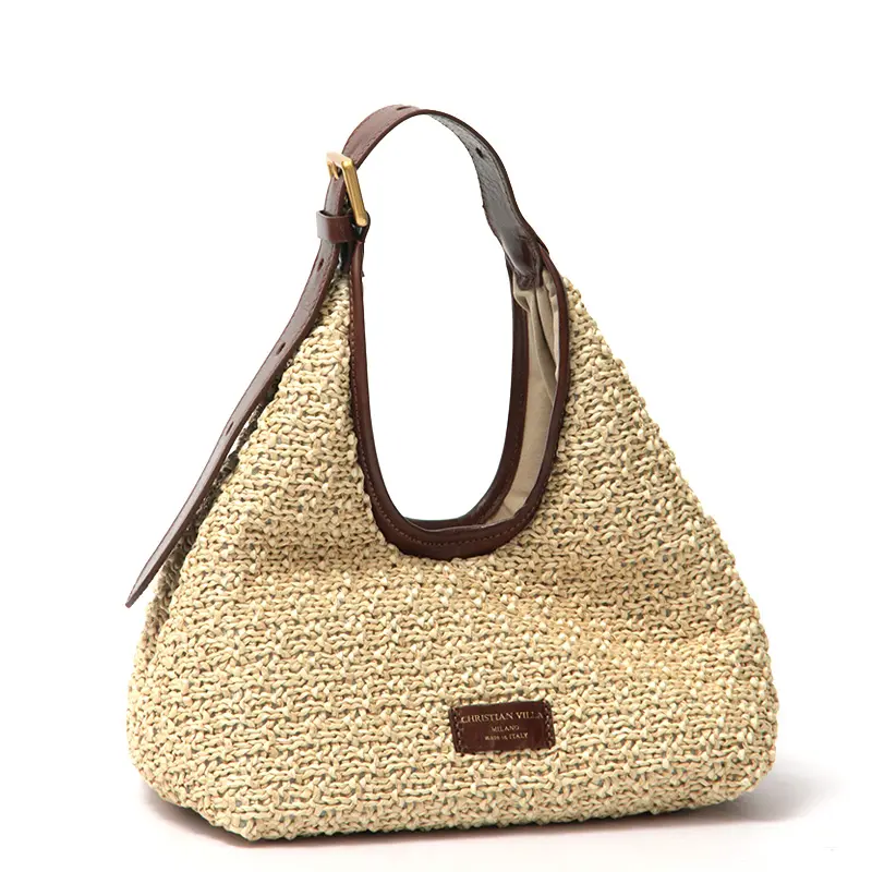 CHRISTIAN VILLA クリスチャンヴィラ ALMA  ラフィア（マクラメ） 本革 かごバッグ