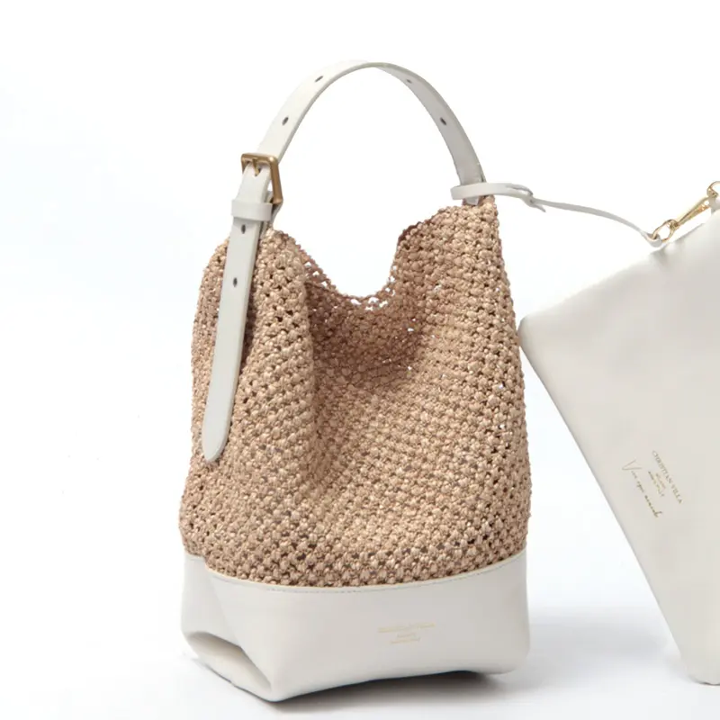 CHRISTIAN VILLA クリスチャンヴィラ SHIRIN ストロー クロシェ編み 本革 かごバッグ