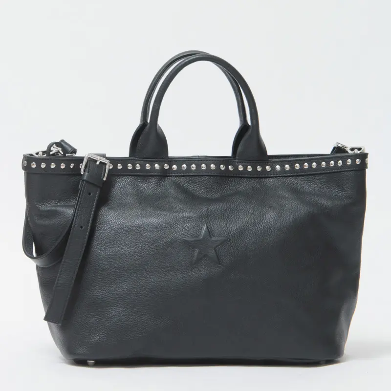 Io Pelle イオペレ 星 型押し レザー 2way トートバッグ BLACK