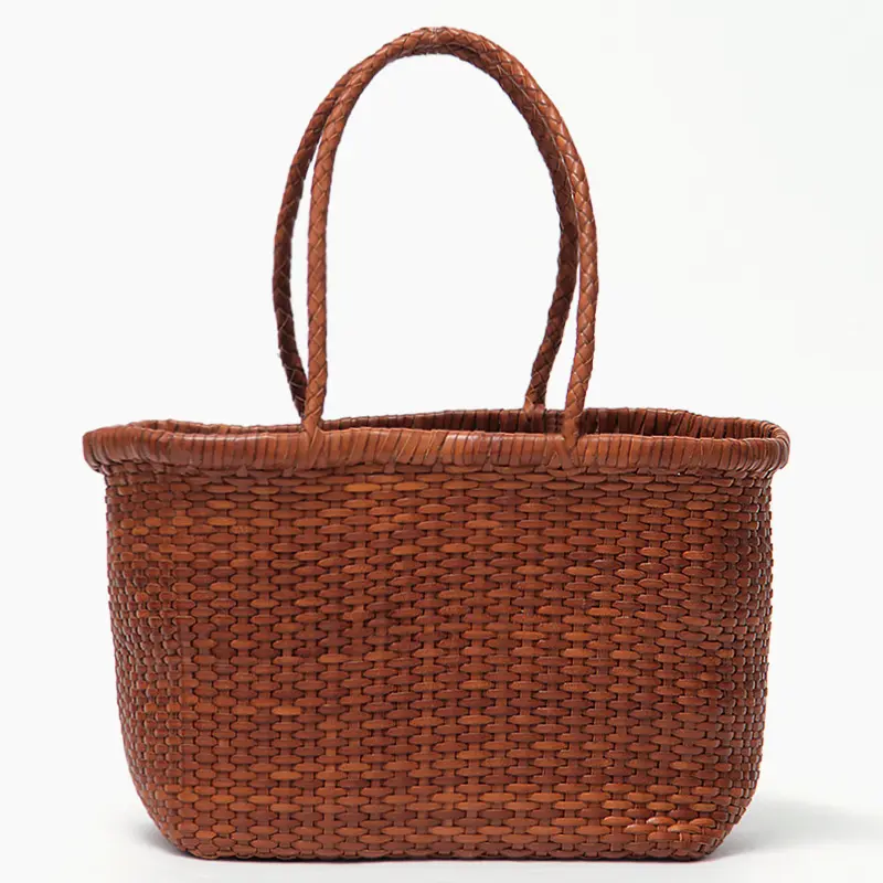 dragon ドラゴン B WVAVE BASKET SMALL レザー メッシュ トートバッグ TAN