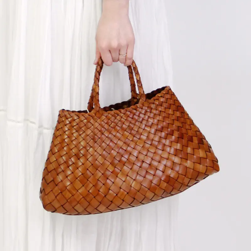 dragon ドラゴン SANTA CROCE SMALL レザー メッシュバッグ TAN