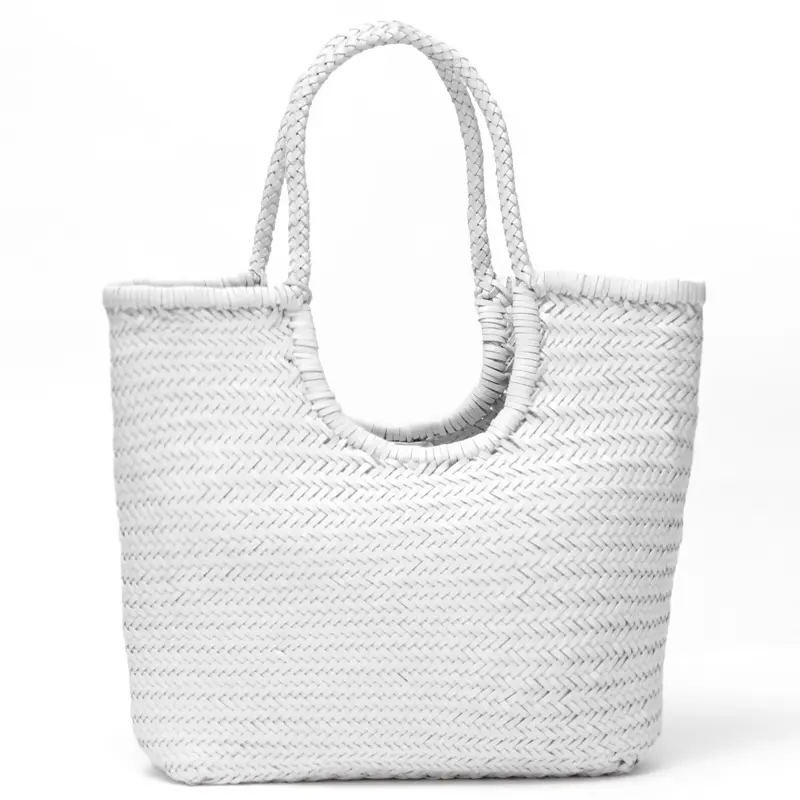 NS DIAONAL TRIPLE JAMP レザーメッシュ トートバッグ