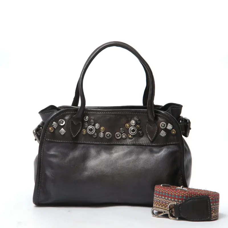 Alchimia アルキミア MESTI カーフレザー スタッズ付き 2way トートバッグ BLACK