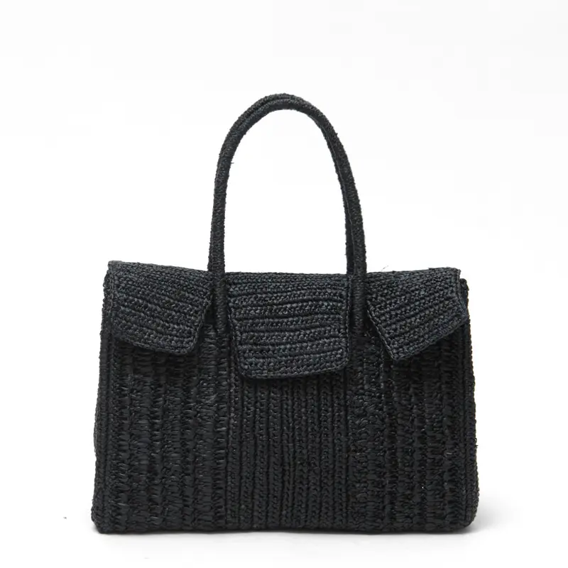 MAISON N.H PARIS メゾンエヌアッシュパリ DAHLIA MINI ラフィア かごバッグ BLACK