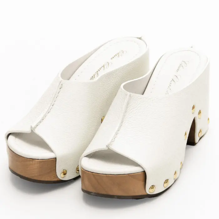 CLAIRE CHARLOTT クレアシャーロット 厚底 ウッドサンダル WHITE