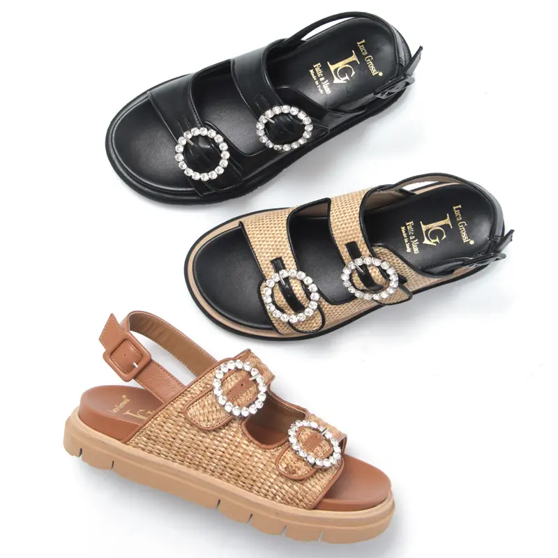 LUCA GROSSI ルカ グロッシ ビジューバックル ダブルベルトサンダル