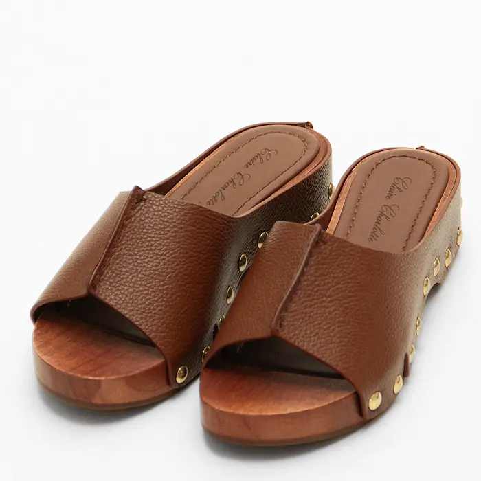 CLAIRE CHARLOTT クレアシャーロット 厚底 ミュール ウッドサンダル DEER