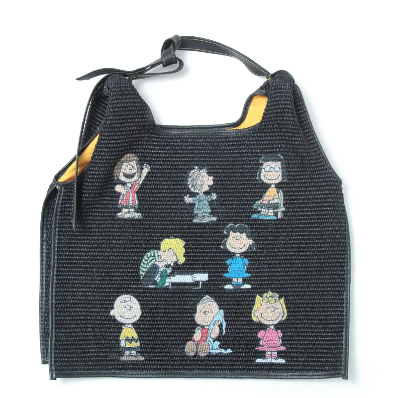 ANITA BILARDI アニタビラルディ PICASSO RAFFIA LIKE スヌーピープリント かごバッグ BLACK