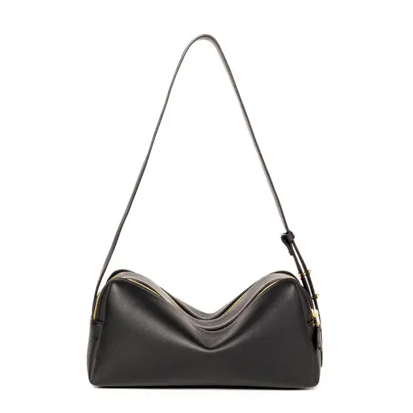 elleme エレメ Trousse Pebbled Leather シボレザー ショルダーバッグ BLACK