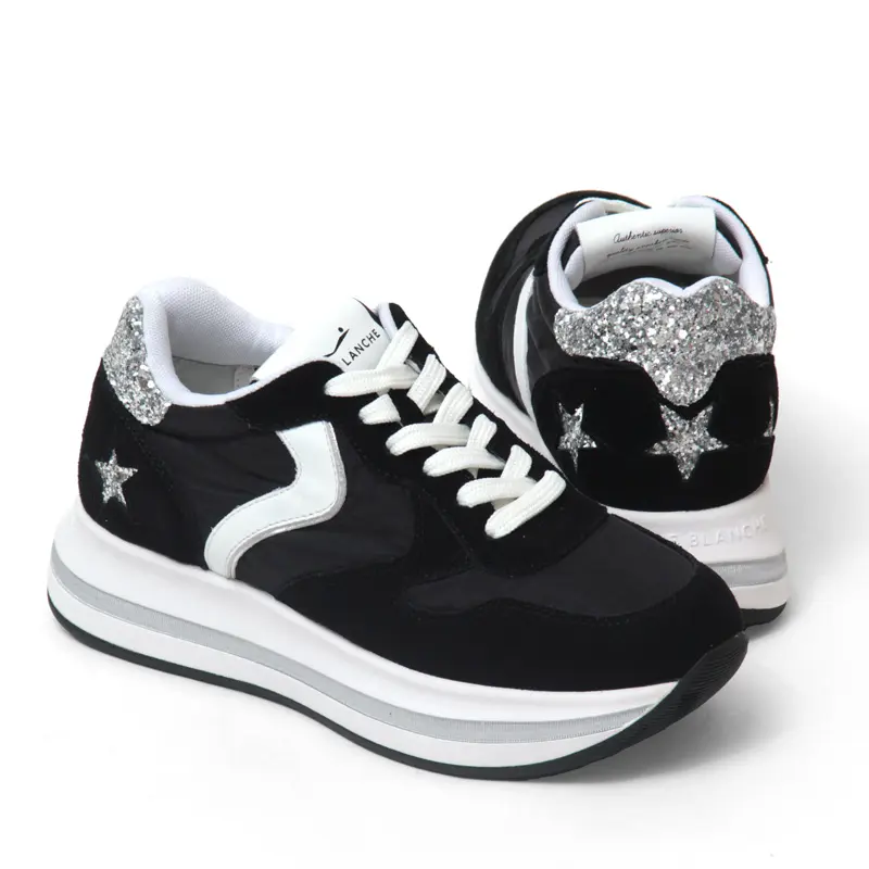 VOILE BLANCHE ボイルブランシェ MERRY STAR グリッター スター 厚底スニーカー BLACK-SILVER