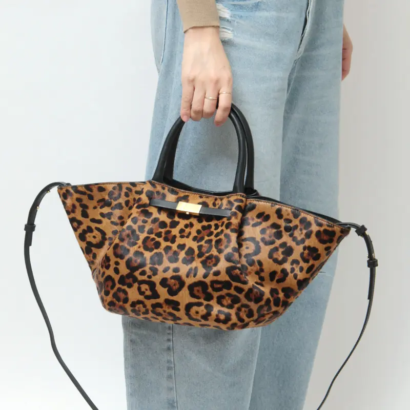 DEMELLIER デメリエー The Midi New York レオパード柄 カーフヘア 2way トートバッグ