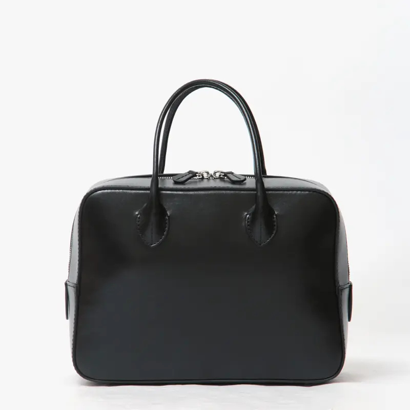 MAISON CANAU メゾンカナウ スムースレザー ボックスボストンバッグ (M)