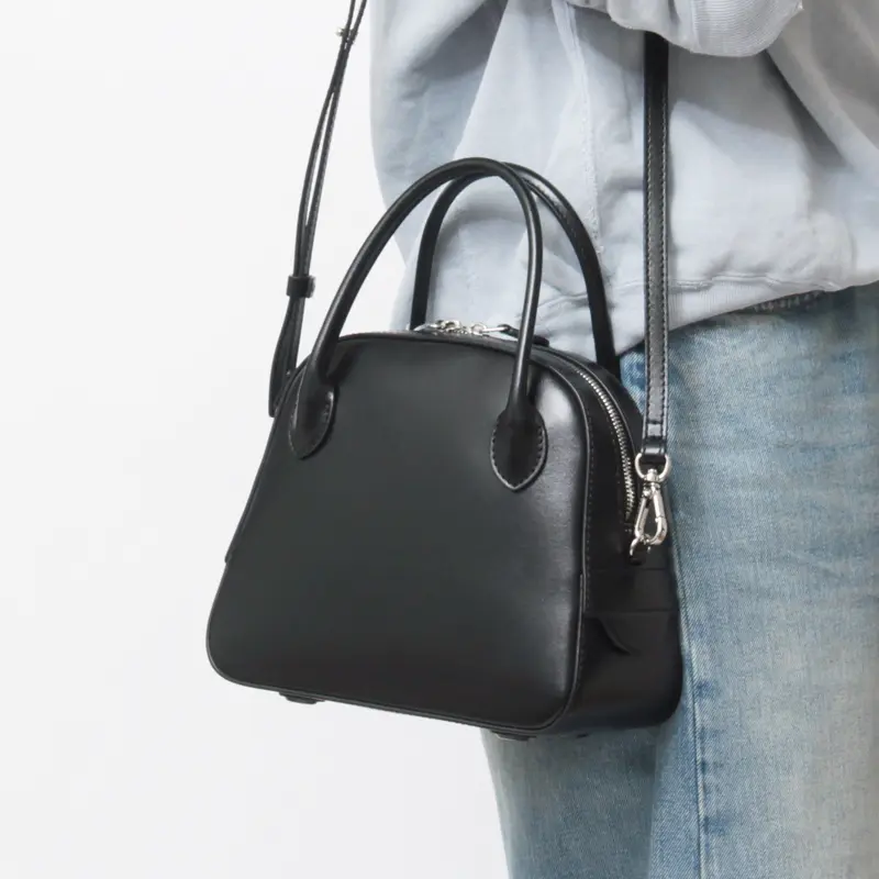 MAISON CANAU メゾンカナウ スムースレザー 2WAY ラウンド ボストンバッグ (S)