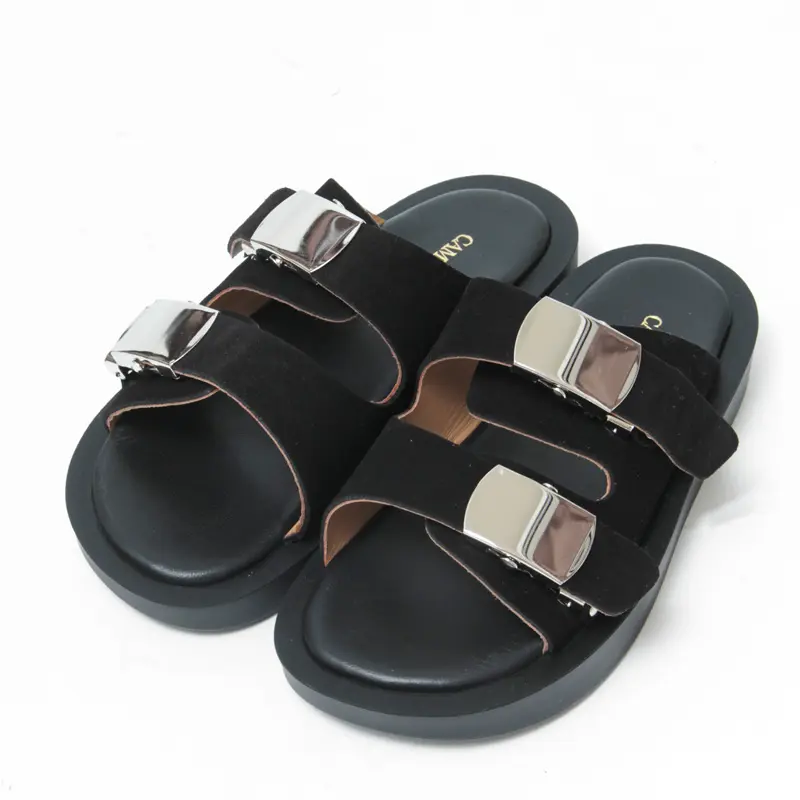 CAMINANDO カミナンド / スエード バックル付き ダブルベルトサンダル LEATHER BUCKLE PLATFORM