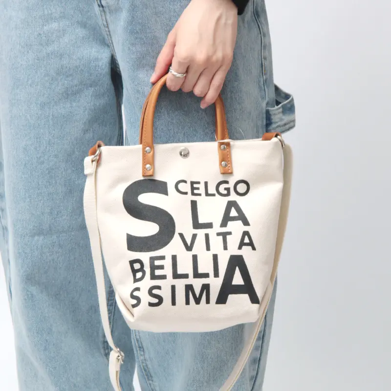 SAPONETTA サポネッタ / 帆布 ハンドプリント 2way ミニトートバッグ 品番：BELLISSIMA